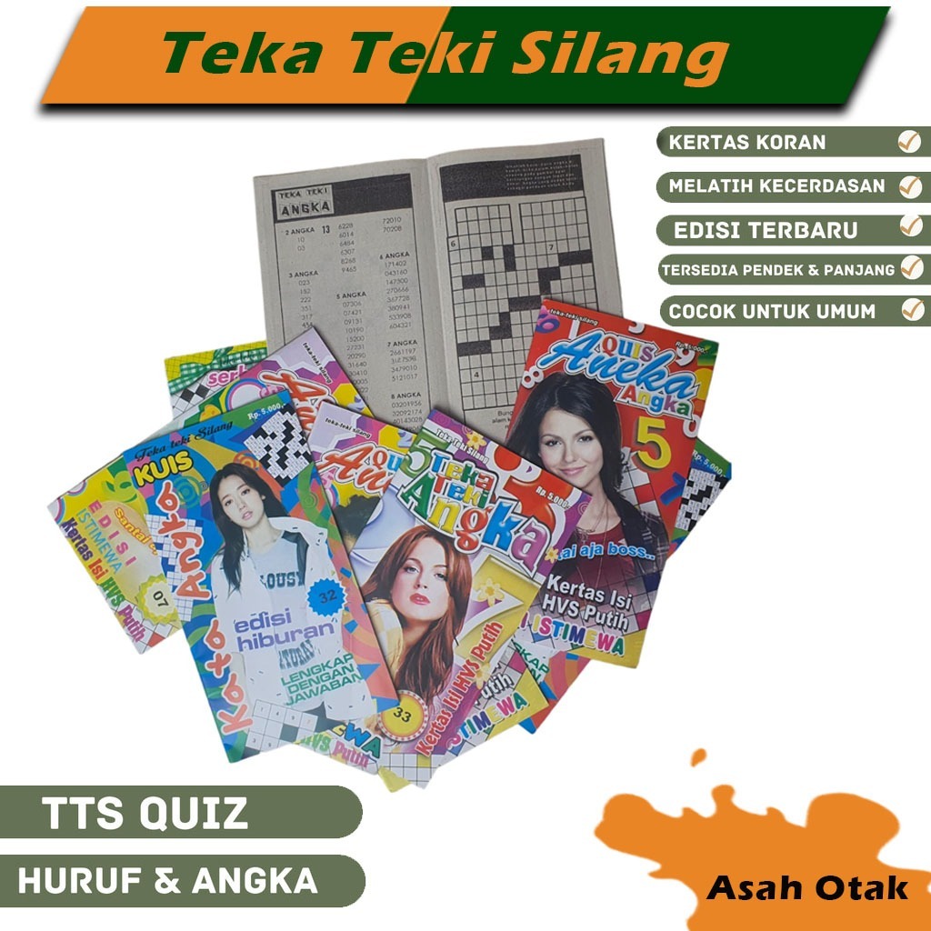 Ideku Buku TTS Kuis Angka Huruf Kata Buku Teka Teki Silang Asah Otak - TTS Teka Teki Silang Angka
