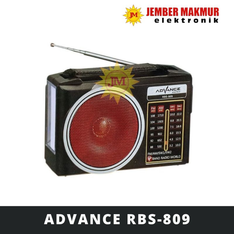 Radio Advance RBS-809 FM / AM / SW1 / SW2 4 BAND RADIO / Speaker Radio Jadul