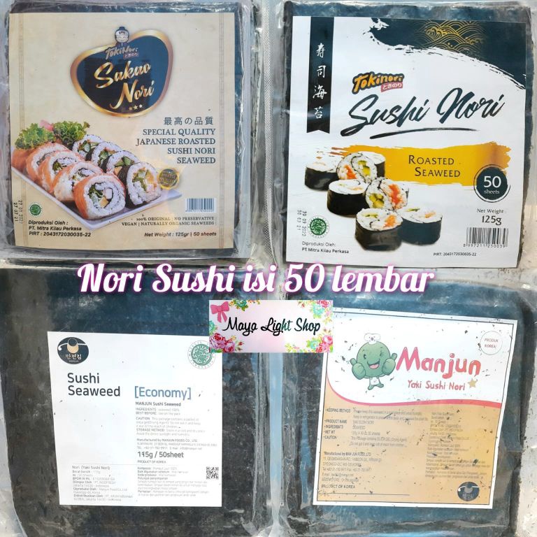 

45 Nori isi 50 lembar tokinori manjun sakao nori halal murah rumput laut sushi bahan bento kimbap murah Bst Terlaris ヾ