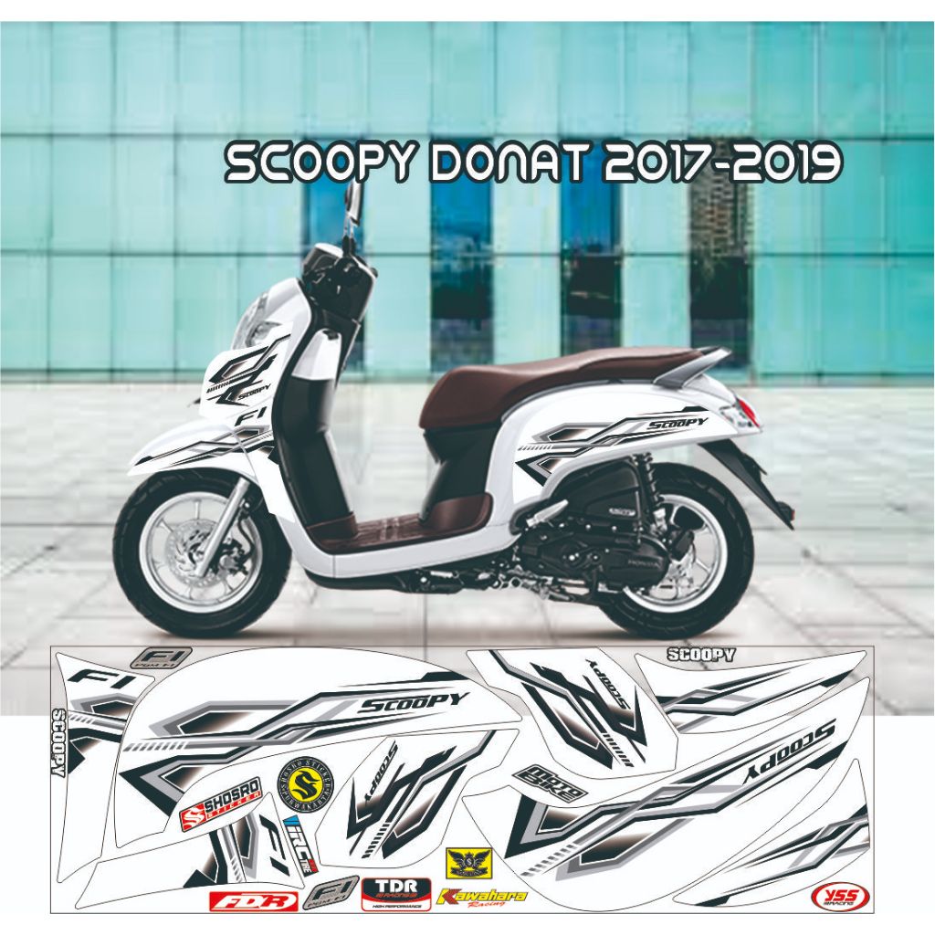 STRIPING MOTOR HONDA SCOOPI DONAT SCOOPY 2017 VARIASI SCOOPY DONAT FI STIKER MOTOR SCOOPY 2017-2019 