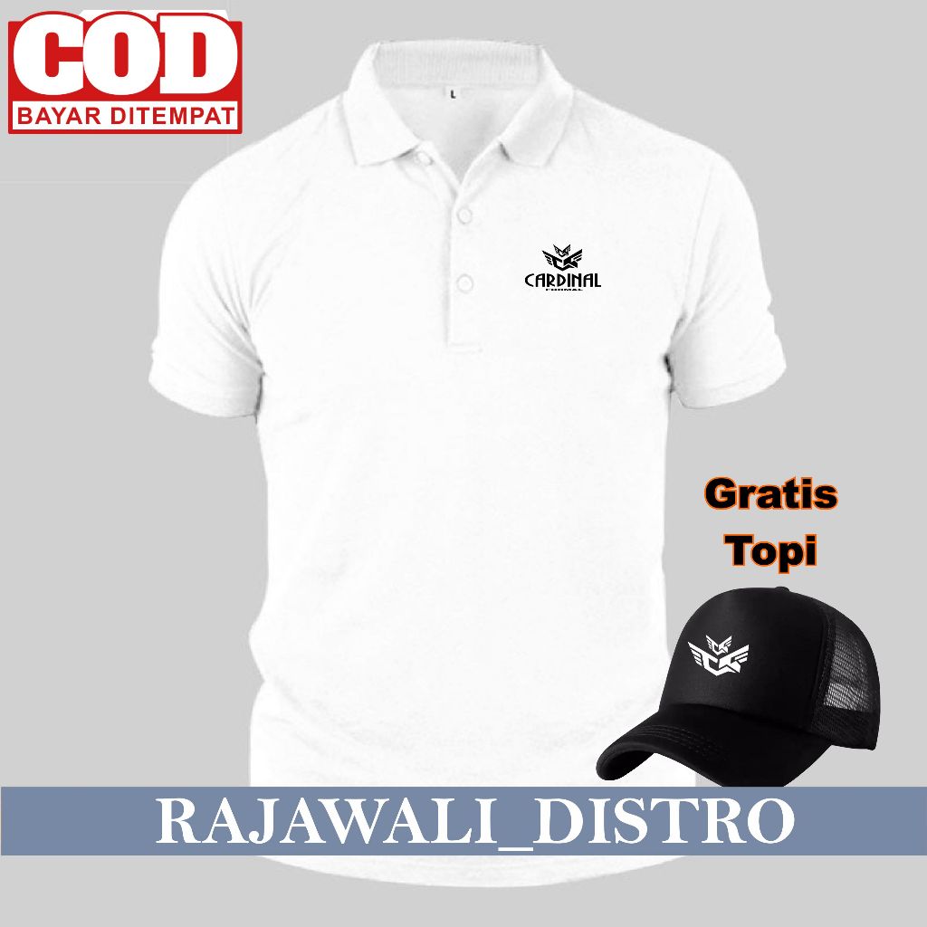 Baju Polo Pria Logo Cardinal KDS Hitam ( Bonus topi ) Polo Distro Cowok Cewek