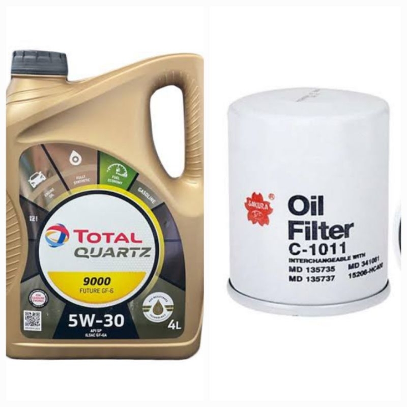PAKET OLI TOTAL QUARTZ9000 5w30 GALON DAN FILTER OLI