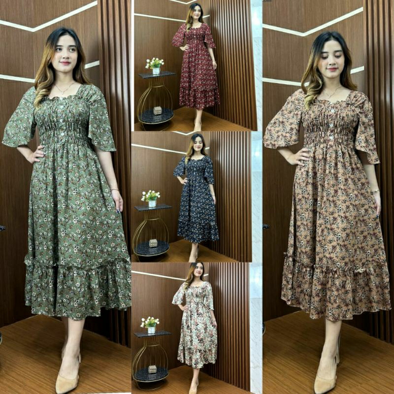 CHYNTIA DRESS/DREESS SMOK RAYON/DRESS SMOK BUNGA/DASTER SMOK/HOMEDRESS /LONGDRESS SMOK