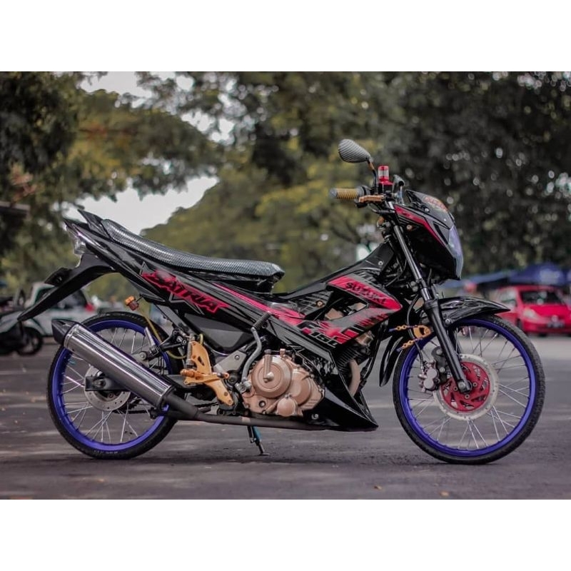 STRIPING STICKER LIS STANDAR ORI SATRIA FU 150 FACELIFT  FL 2014 hitam merah