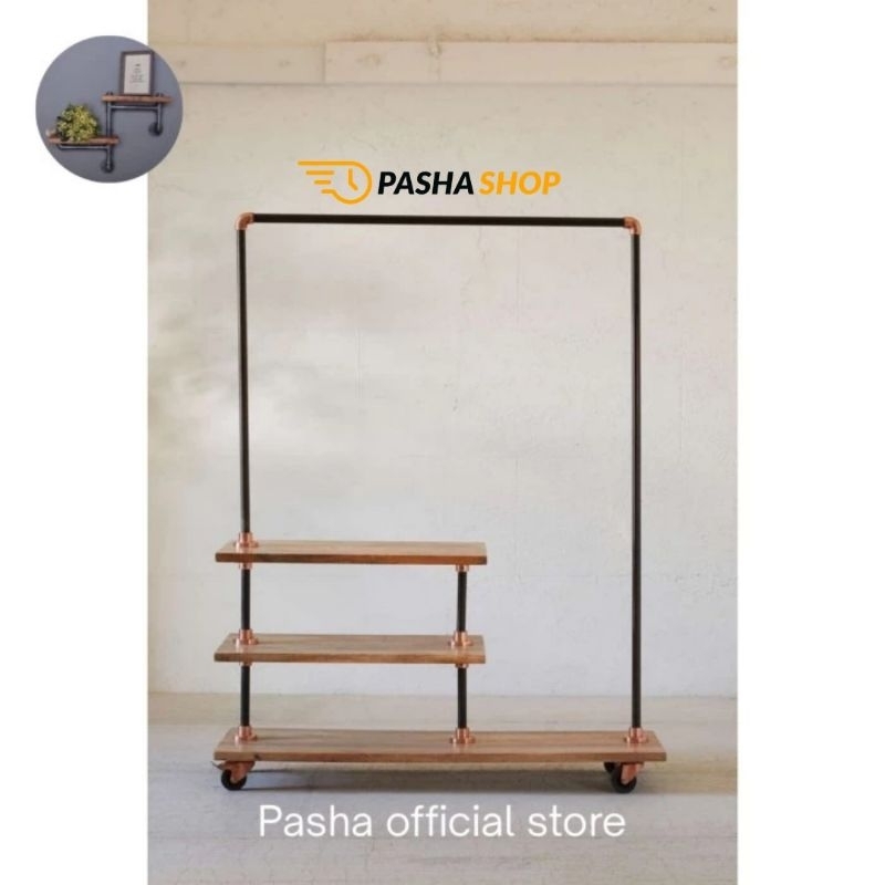 Rak industrial rak gantungan baju / rak sepatu / stand hanger distro