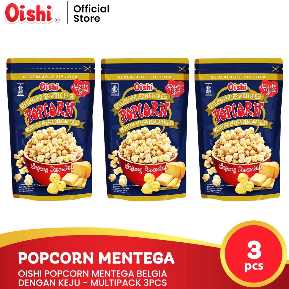 

[♛F95(] Oishi Popcorn Mentega Belgia dengan Keju - Multipack 3pcs Kualitas Terjamin