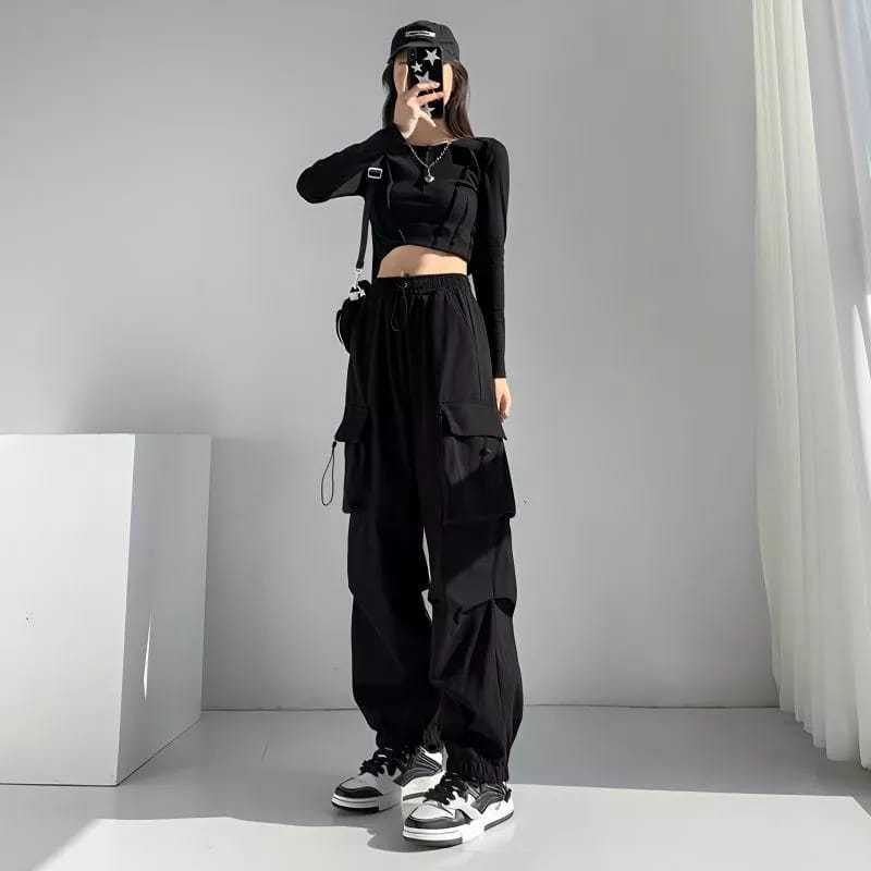 YOUROUTFITS - celana kargo parasut serut wanita - celana cargo serut wanita - celana kargo harajuku 