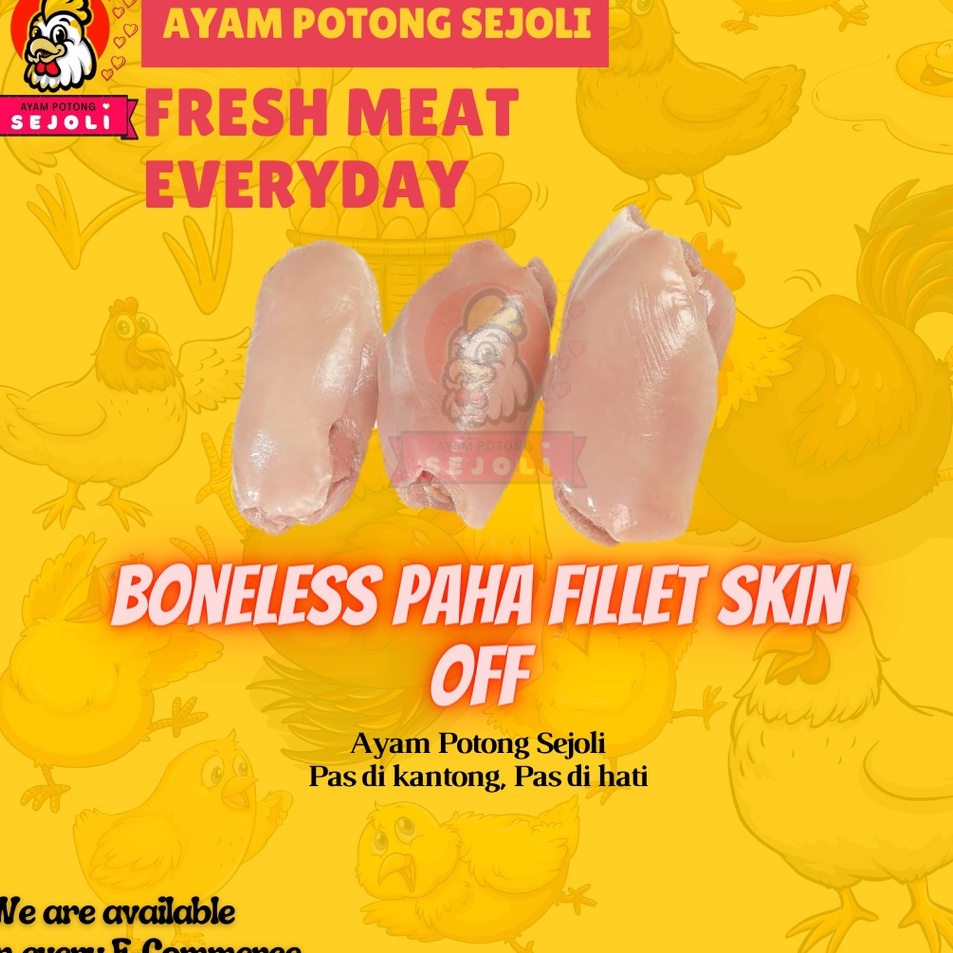 

CSFH7681 TERBARU Bonless Paha Polos 1kg tanpa tulang Ayam Boiler fillet Fillet fresh frozen