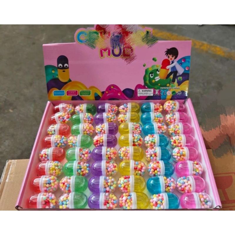 Slem Boba Slime Kapsul Bening 2 Warna / Mainan Slem Model Kapsul Satuan / Slime import Crystal Benin
