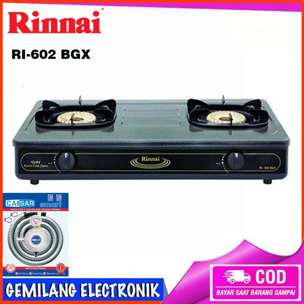 Kompor Gas Rinnai 2 Tungku RI-602 BGX Api Tornado