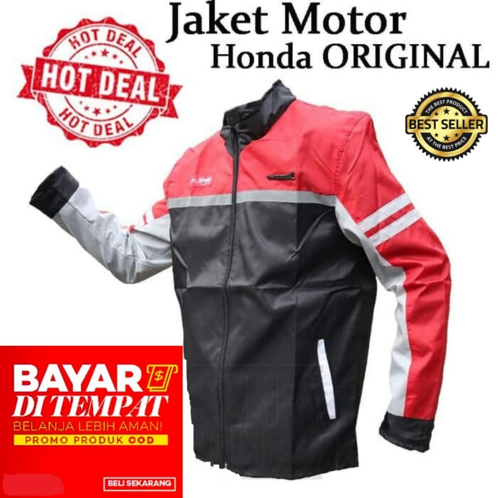Flash.acc Jaket Motor Honda Original Kombinasi Hitam dan Merah