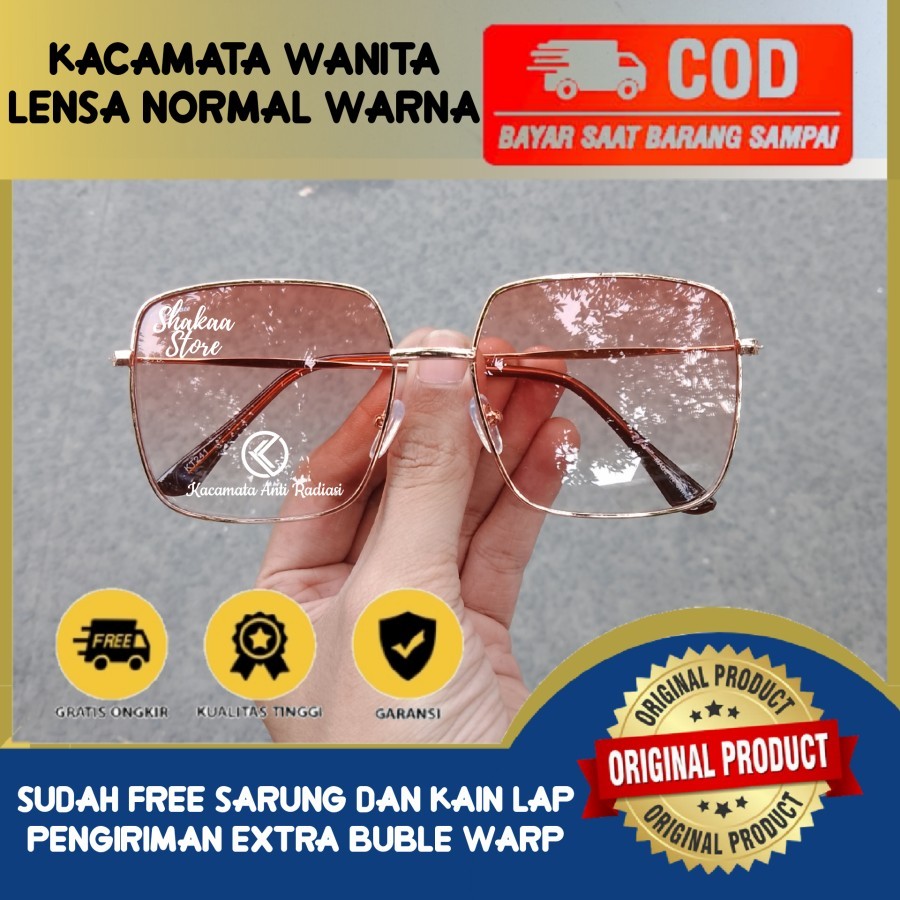 ORIGINAL-Sunglasses Kacamata Hitam Wanita Model Kotak Lensa Normal Cewe