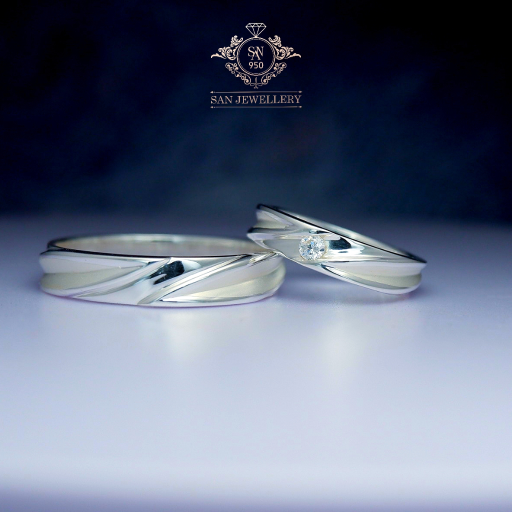 Cincin Couple Nikah Kawin Tunangan – SAN950 | Perak 950, Palladium, Platinum, Emas Putih Custom C75
