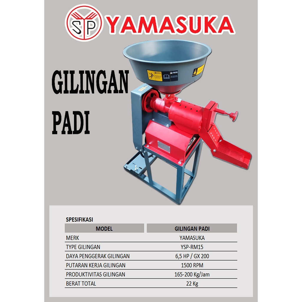 Mesin penggiling padi mini rice mill gabah menjadi beras yamasuka tipe rm 15