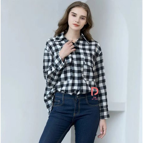 Kemeja Wanita / Baju Wanita / Kemeja Flanel Kotak-Kotak / Kemeja Wanita Lengan Panjang // Merah Kota