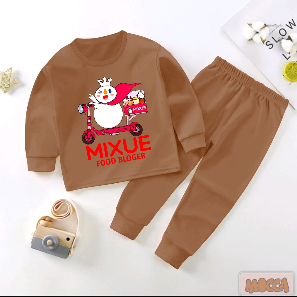 Setelan Mixue Food Bloger Terbaru Setelan Lengan Panjang / Piyama Anak Bayi Laki-Laki / Baju Tidur Baru 1234 Tahun
