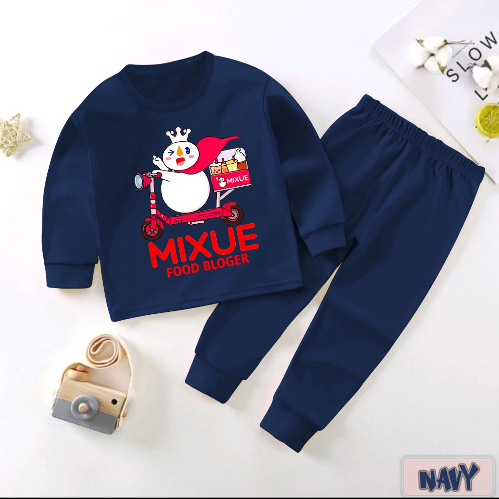 Setelan Mixue Food Bloger Terbaru Setelan Lengan Panjang / Piyama Anak Bayi Laki-Laki / Baju Tidur Baru 1234 Tahun