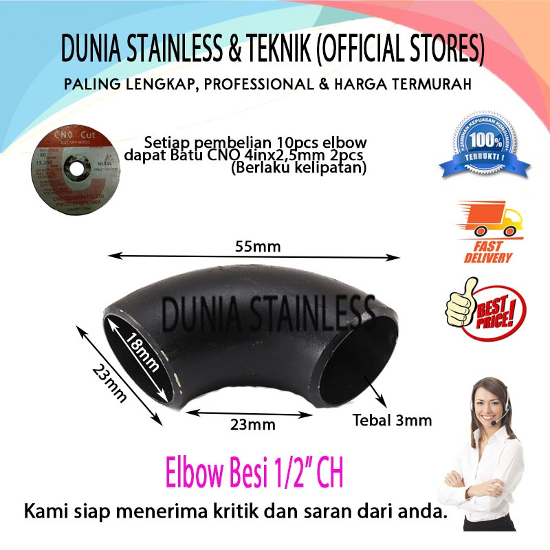 Elbow pipa Besi 1/2"