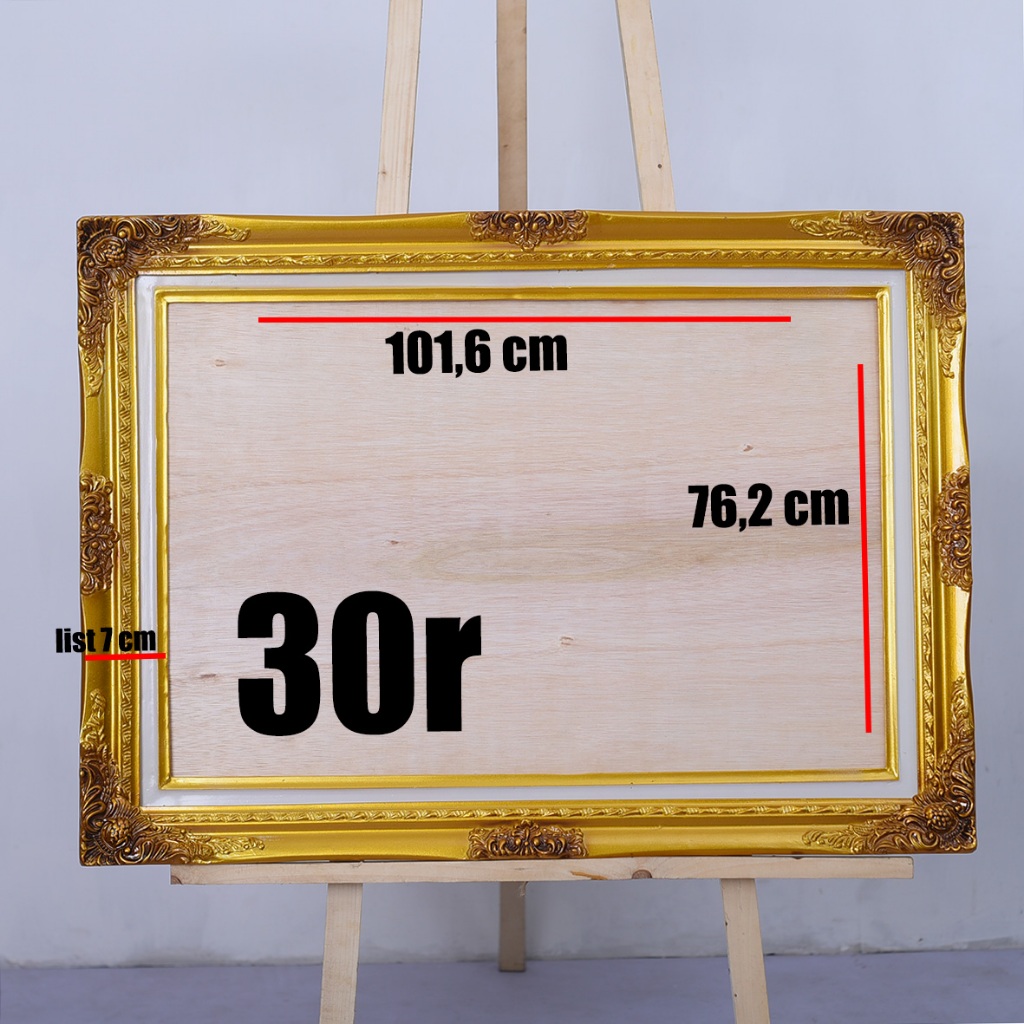 Bingkai Foto Pigura BELGI Gold List Dalam Putih 30R ukuran 76.2 x 101.6 cm List 7cm(pakai kaca)