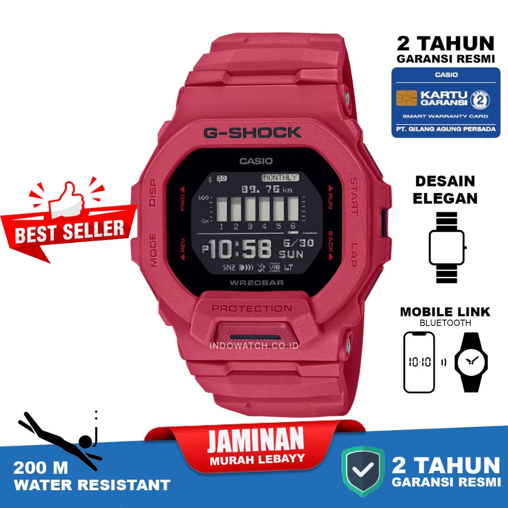 Casio G-SHOCK GBD-200RD-4A gshock g shock gbd200 gbd 200 original garansi resmi