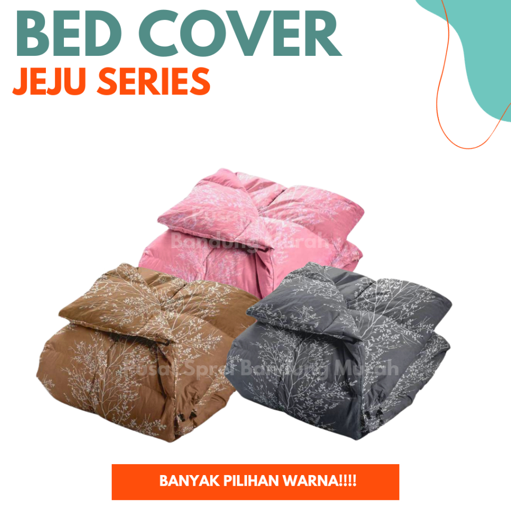 BEDCOVER Selimut ONLY Motif Gaya Korea Jeju Hitam Pink Coklat Biru Hijau Abu 120x200 140x235 200x230