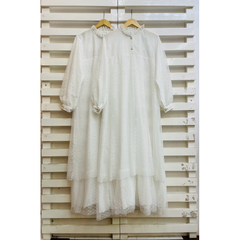 gamis layer putih kombinasi