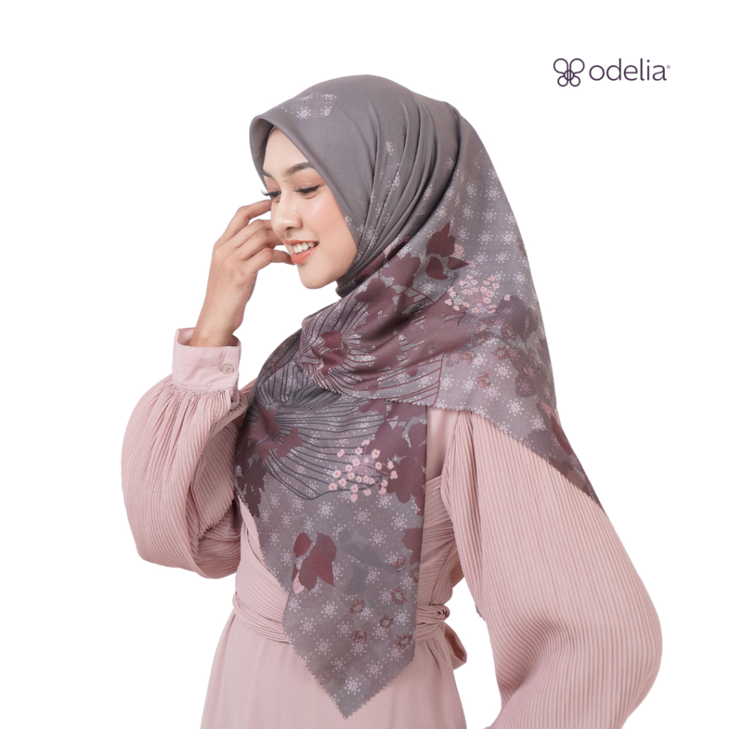 Odelia - Late Autumn Scarf I Hijab printing segi empat motif I Segiempat premium I  Motif lasercut