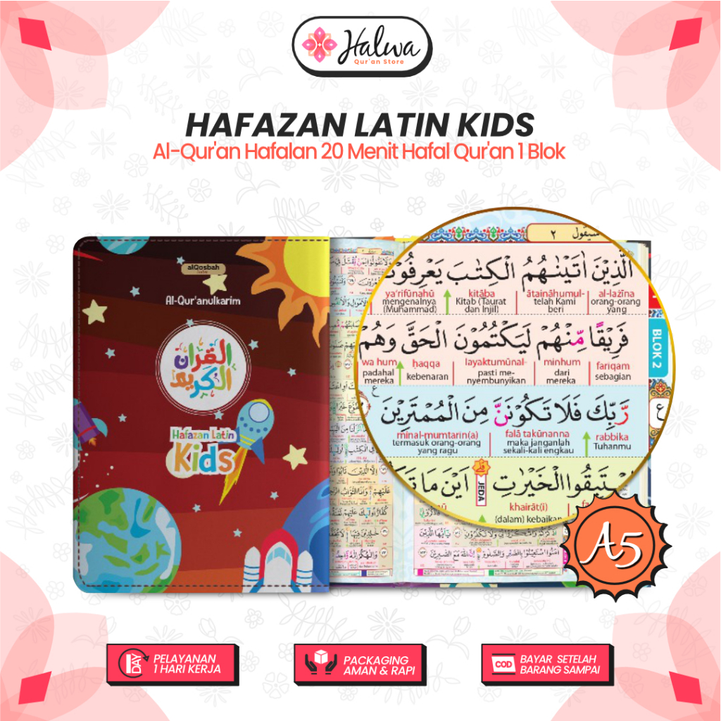 Al-Qosbah Al QUran Hafazan Latin Kids Rocket Ukuran A5