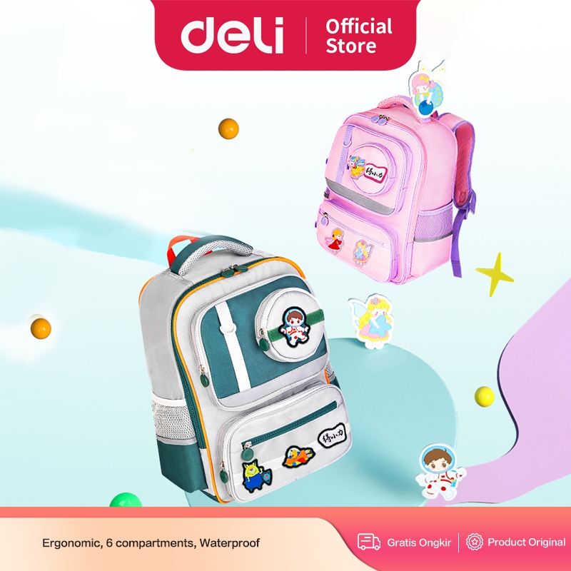 Deli Tas Sekolah / Tas Ransel Anak / School Bag Safety Reflective Line Waterproof 40 CM BB147