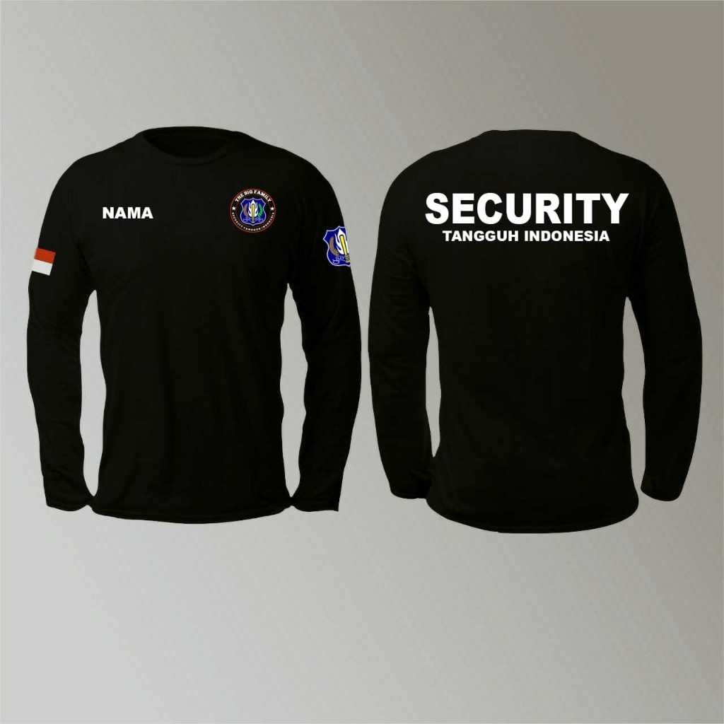 KAOS ATASAN SATPAM / SECURITY TANGGUH INDONESIA LENGAN PANJANG WARNA HITAM