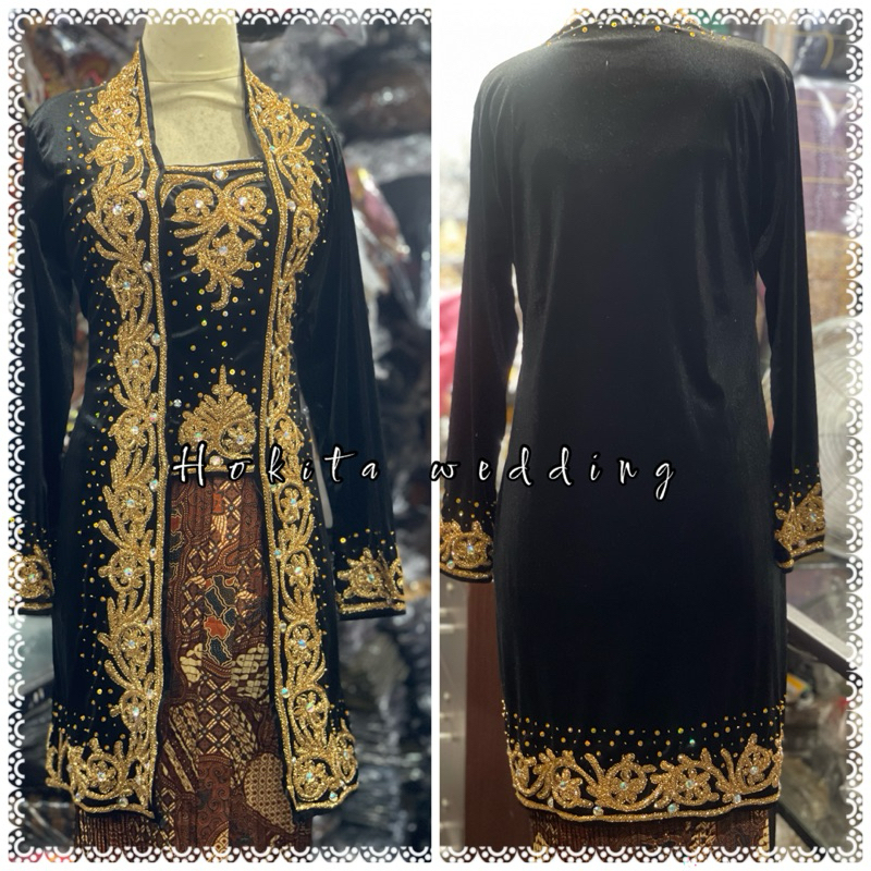 Kebaya  Kutubaru Bludru Pendek Berpayet