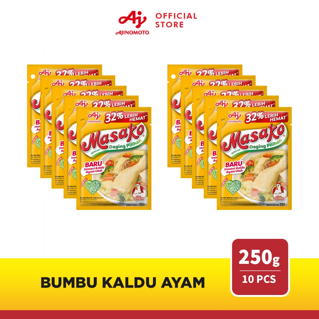 

Masako® Bumbu Kaldu Ayam Penyedap Rasa 250g (10pcs)