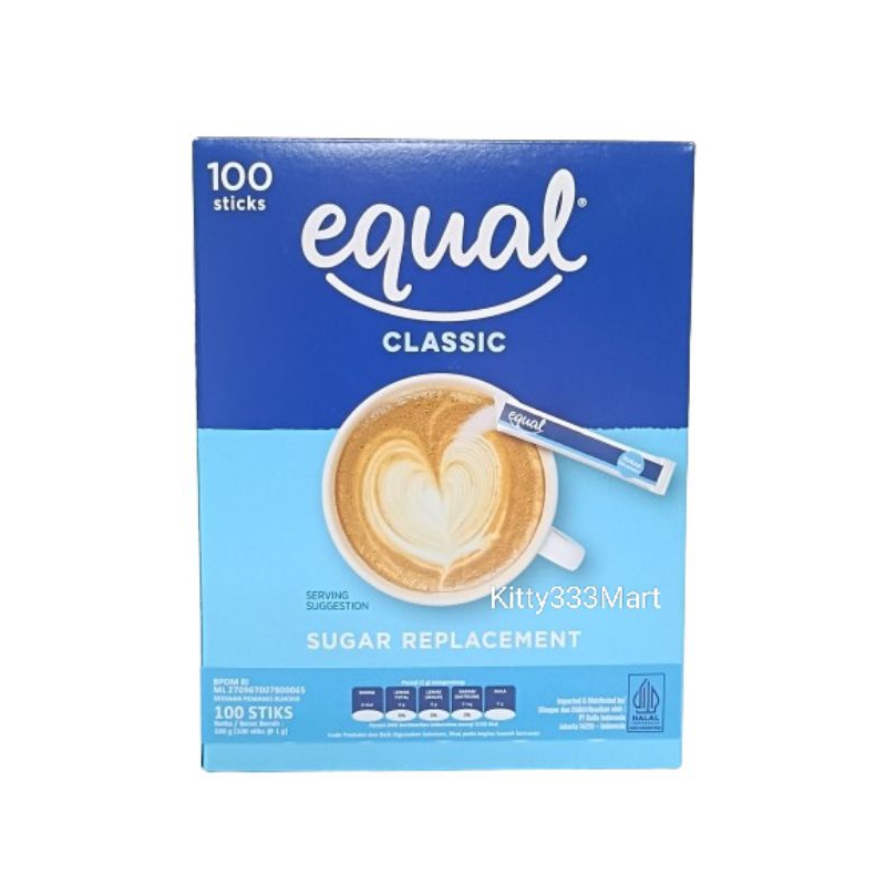 

Equal Classic Sweetener Box 100 Sticks (100x1gr) Pemanis/Gula 0 Kalori
