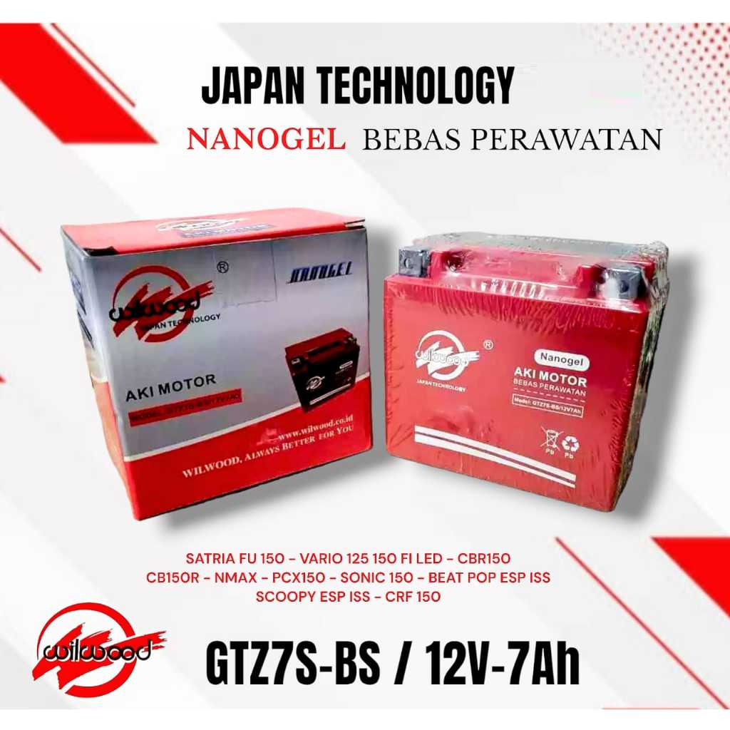 ACCU AKI KERING GTZ7S WILWOOD BUAT MOTOR VARIO 150 SATRIA FU