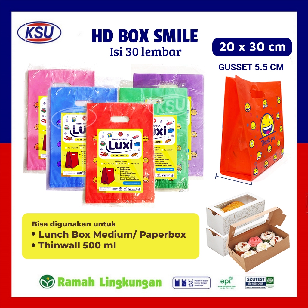 Plastik HD Box Smile 20 x 30 isi 30 lembar /kresek box/plastik box/plastik kue