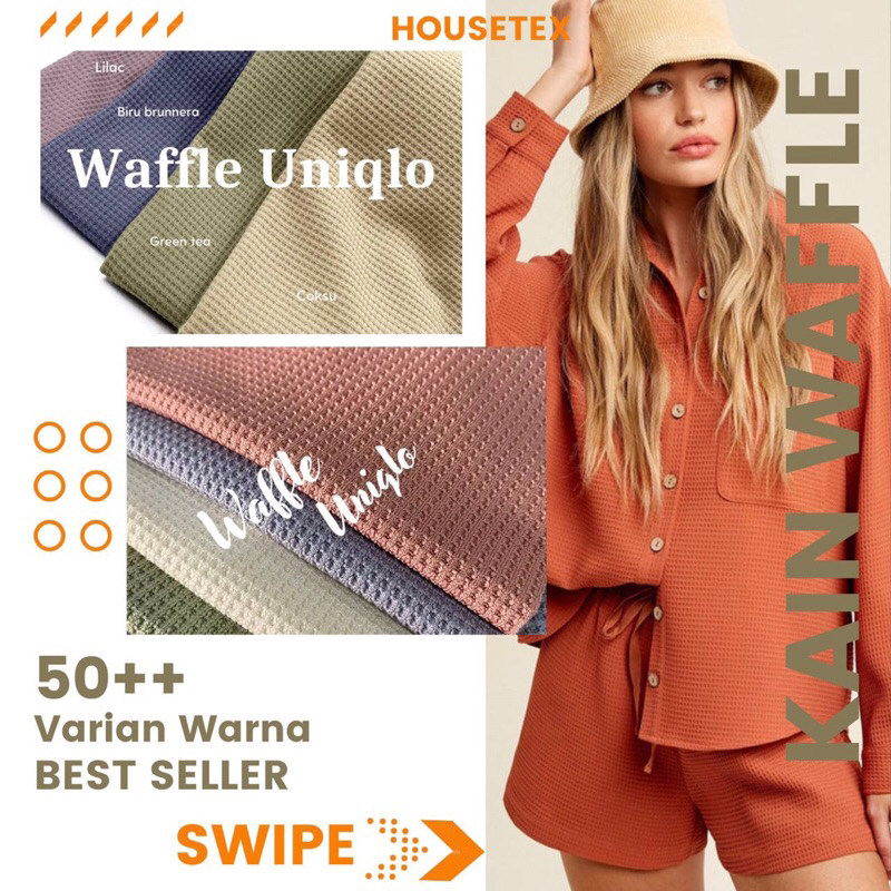 Kain Waffle Uniqlo Meteran / Gamis / Dress / Tunik / Kemeja / Blouse / Daster / Jacket / RIB