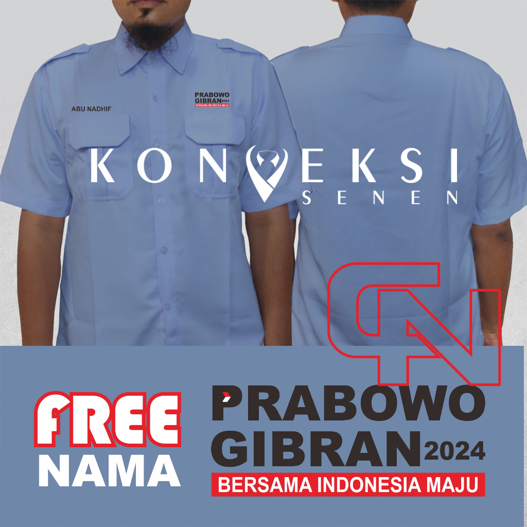 kemeja prabowo gibran seragam prabowo gibran eklusif lengan pendek