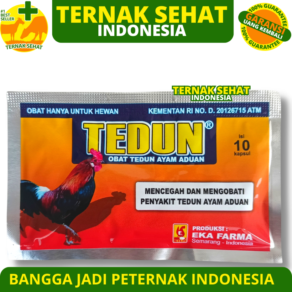 TEDUN 10 KAPSUL EKA FARMA - Obat Ayam Aduan Turun Urat Ayam Pincang Obat Kaki Ayam Turun Urat Bengka