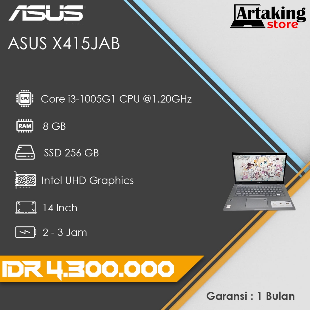 Laptop Asus X415JAB - Core i3 - Gen 10 th