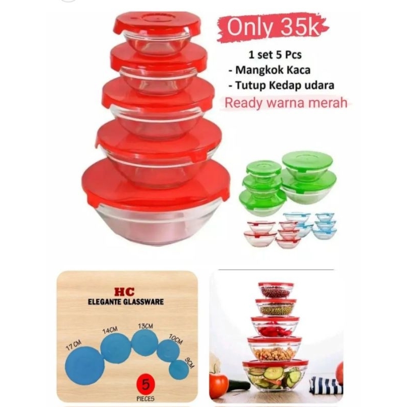 Mangkok glassware elegante 1set