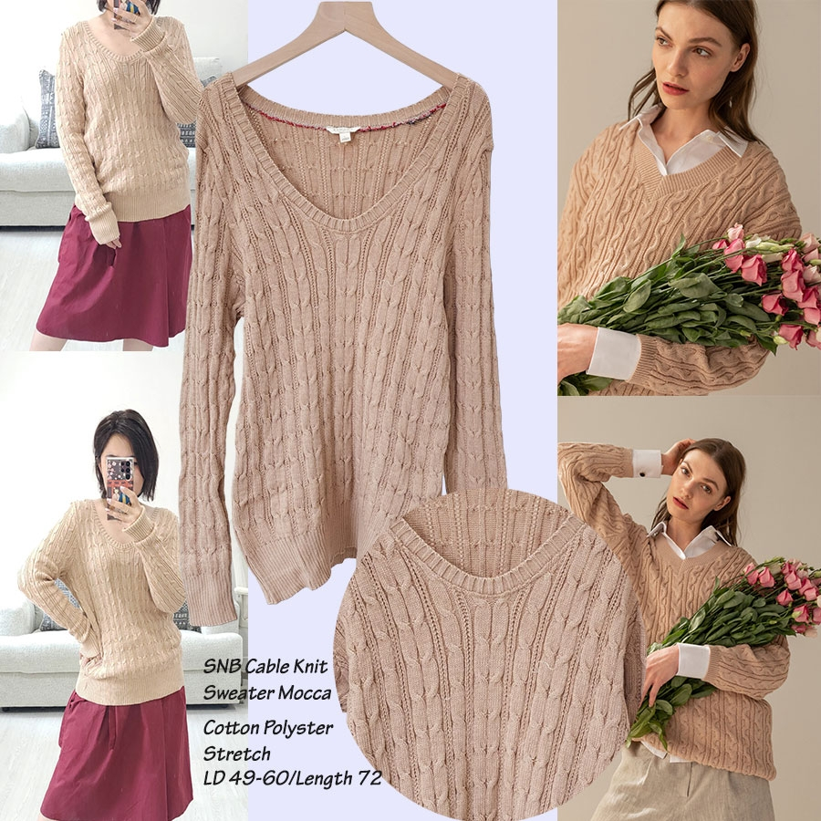 SONOMA Cable Knit Sweater Mocca Branded