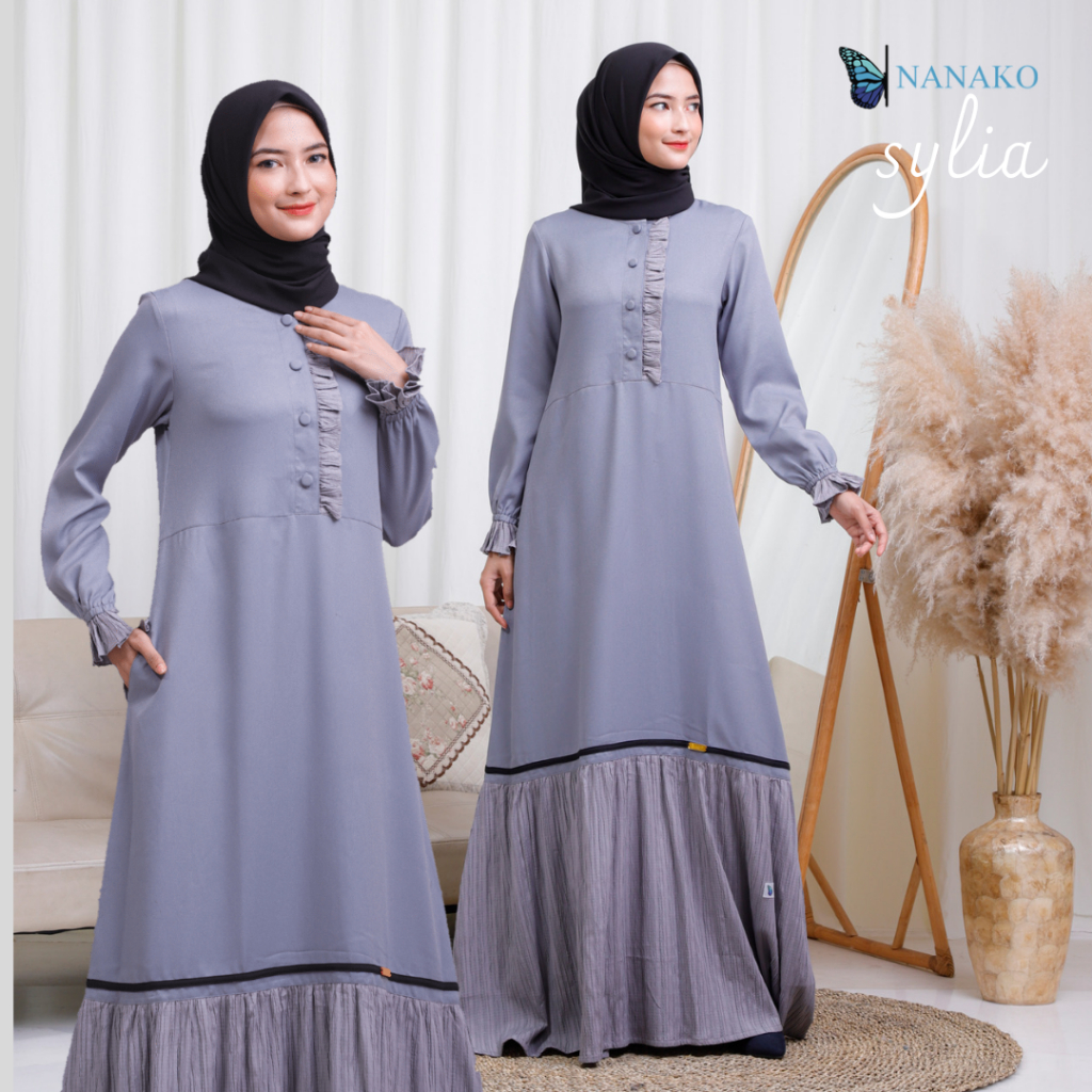 Gamis Sylia premium Dress muslim Fashion muslim Dress pesta dan kondangan Laza kain HQ by NANAKO