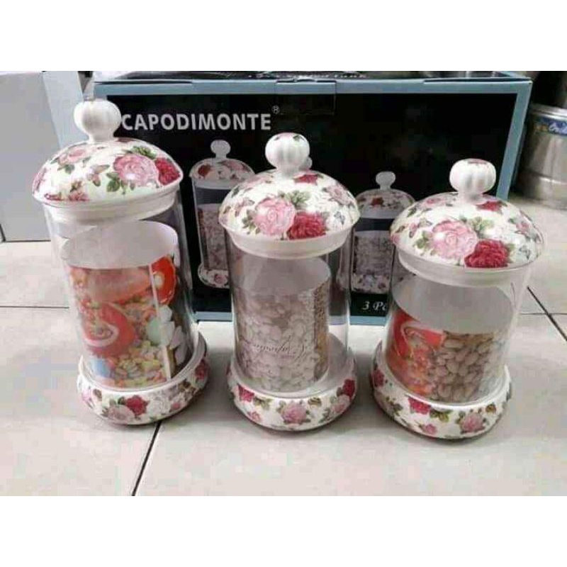 Toples Kaca Capodimonte Set 3 Pcs Original