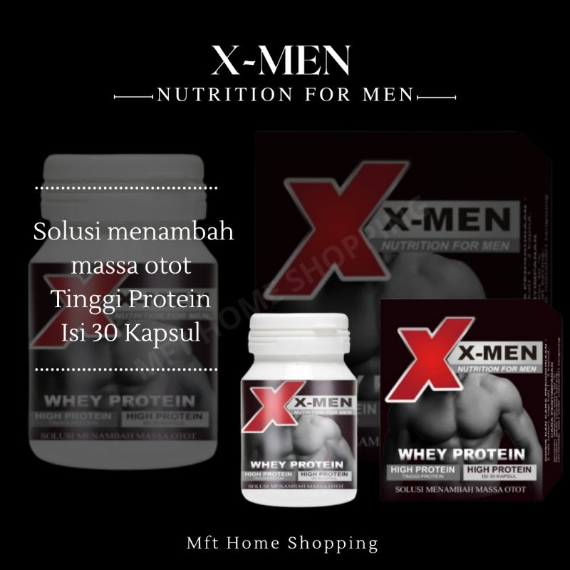 X-MEN  penambah massa otot tanpa olahraga kapsul herbal halal & BPOM suplemen tinggi protein 30 kaps