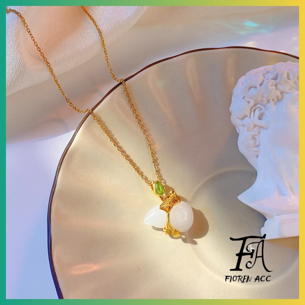 FA YRY-X020  Kalung Labu Lapis Emas Kalung Giok, Giok Lapis Emas , Kalung Labu