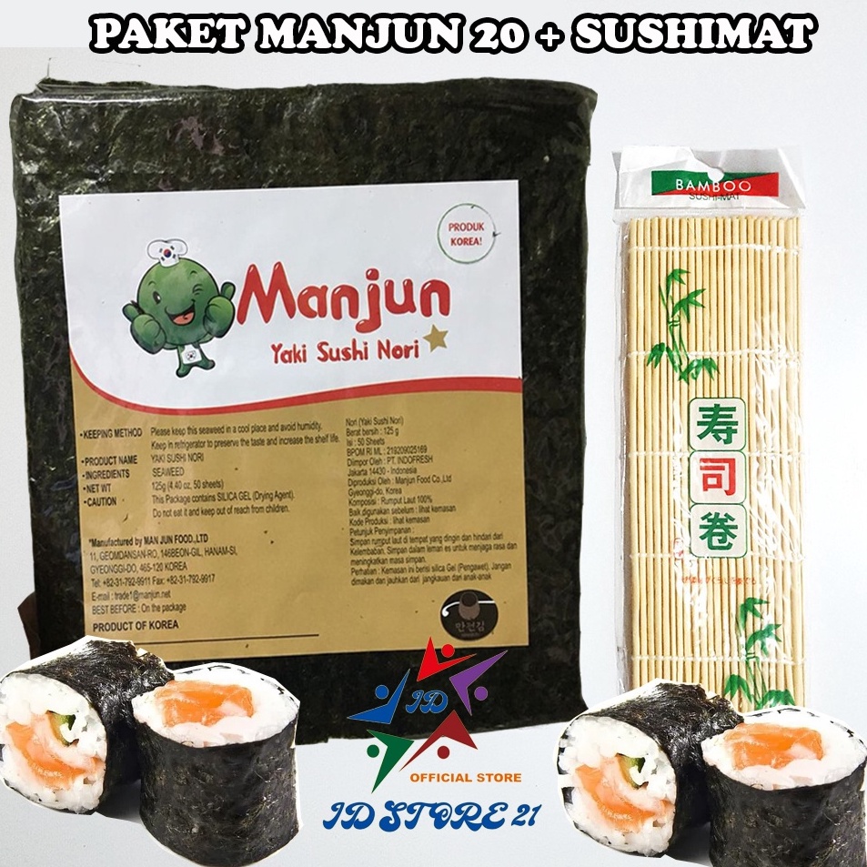 

Terbaru Halal Manjun Nori Sushi PAKET 20 Lembar dan Bambu Sushimat
