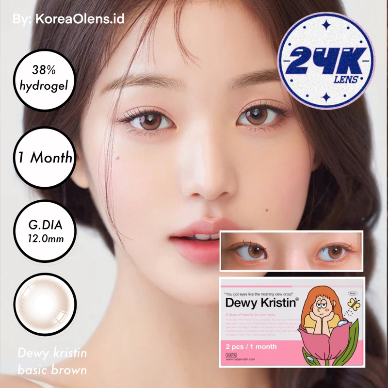 SOFTLENS ORI IMPORT KOREA HAPA KRISTIN IVE WONYOUNG LENS DEWY KRISTIN BROWN 1 MONTH LENS