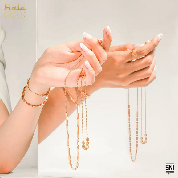 KALUNG KOYE EMAS FASHION HALA GOLD REFLECTA COLLECTIONS BALOK KILAP BLOCK CHAIN