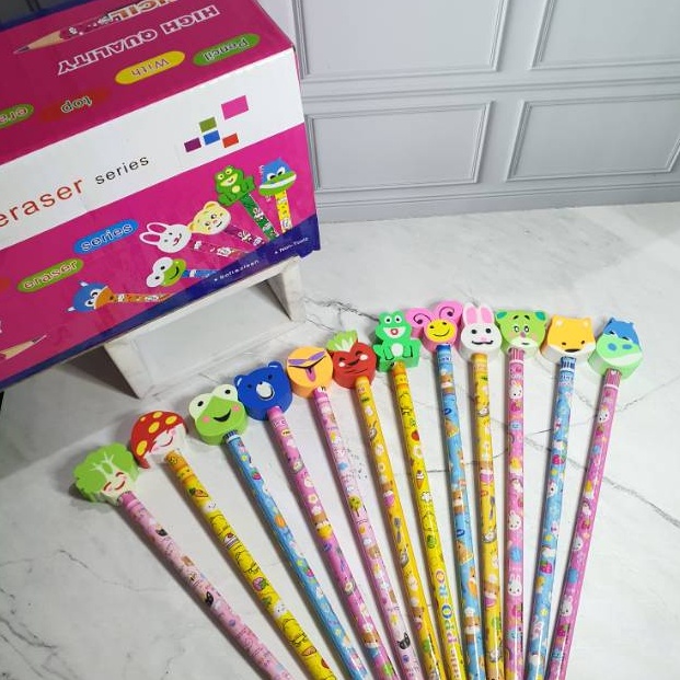 

[❃Q79➤] Pensil penghapus SUPER (1box=24set)/pensil unik/pensil stip/pensil hapusan Diskon