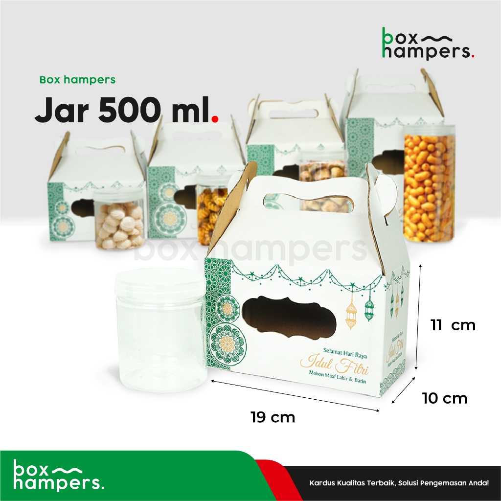 

Box 19x10x11 JAR 500 ML Isi 2 Toples Bulat Box/Kardus/packing/kemasan/Kue Kering/kukerJar/Jar500ml/hampers/idul fitri/Iedmubarak/Jar500gr/tinggi11